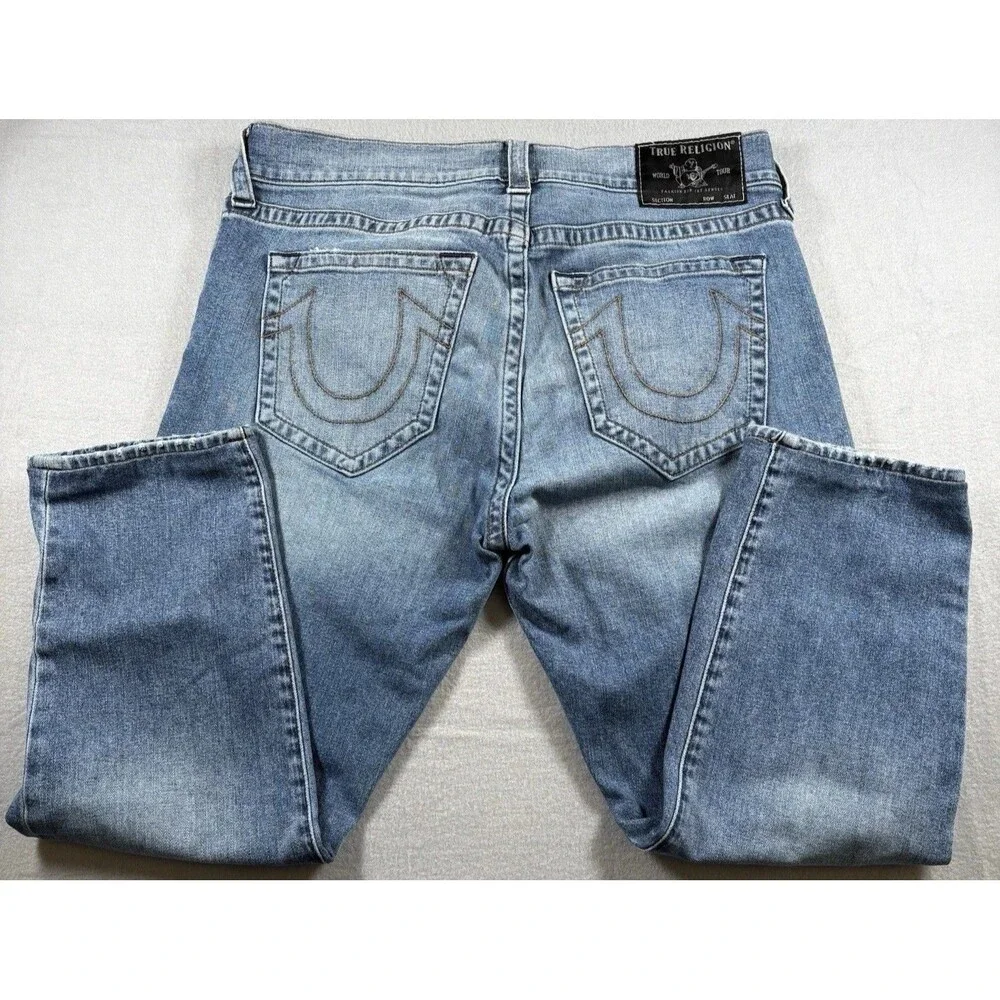 True Religion Danny Tapered Jeans Men’s 34 Blue Wash Denim Straight Slim Fit